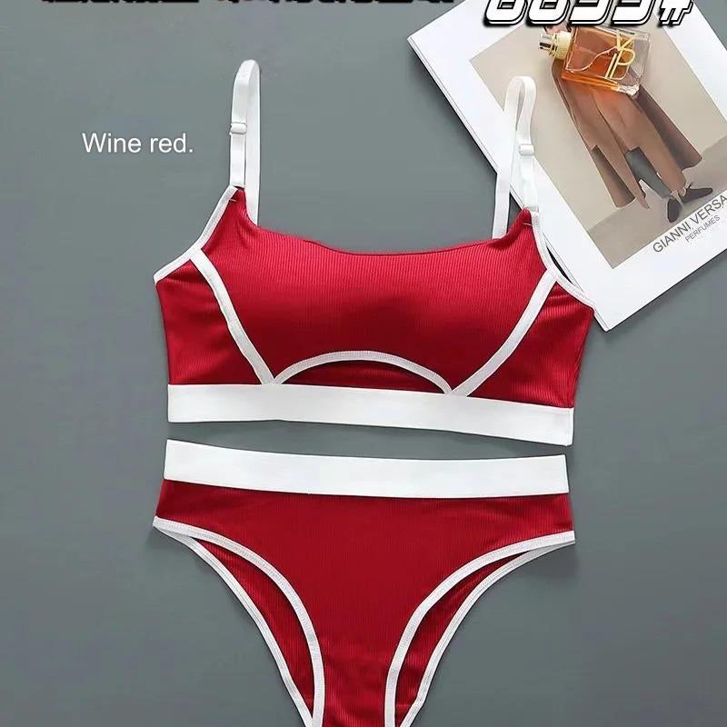 Women’s Seamless Tube Top & Thong Sports Bra Set with Adjustable Buckle & Stylish Design