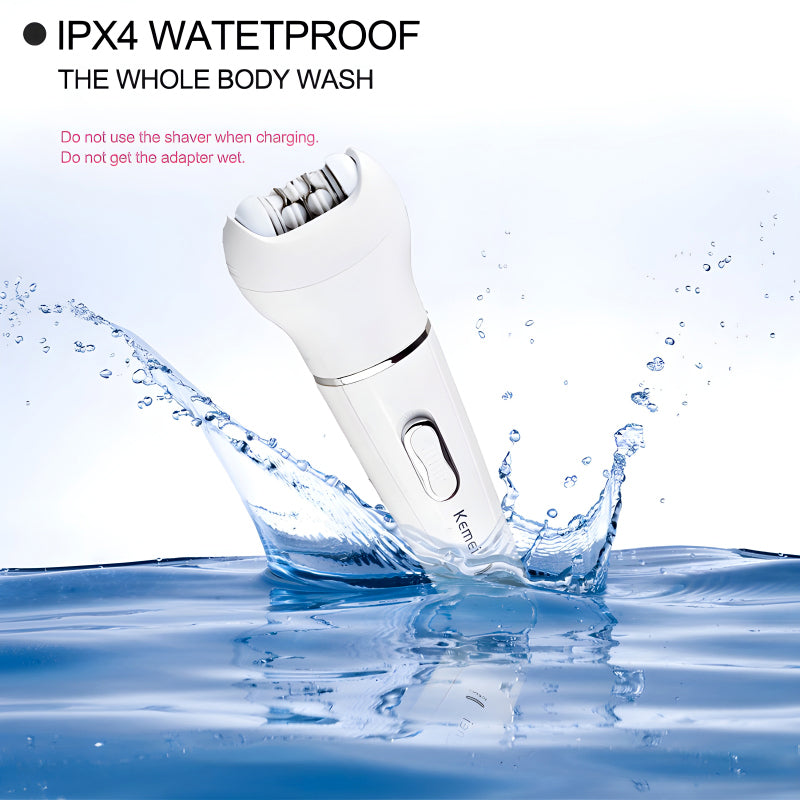 Kemei KM-2199 Multi-Functional Rechargeable Epilator: 5-In-1 Beauty Tools Kit For Women