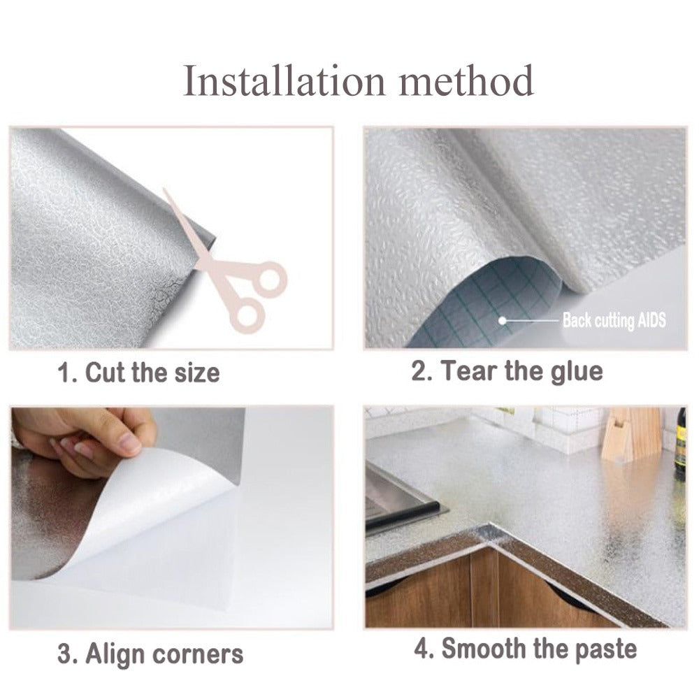 40 X 200cm Kitchen Oil-Proof Waterproof Stickers Aluminum Self Adhesive Wall Sticker
