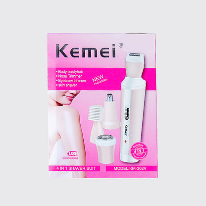 Kemei KM-3024 4-in-1 Rechargeable Women’s Grooming Kit- Professional Hair Removal & Shaver Set