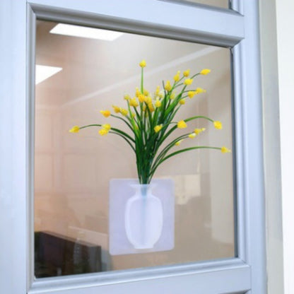4 PCs Sticky Vase Wall Mounted Plant Holder Decorative Flower Display Vase Wall Decor
