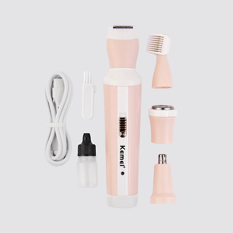 Kemei KM-3024 4-in-1 Rechargeable Women’s Grooming Kit- Professional Hair Removal & Shaver Set