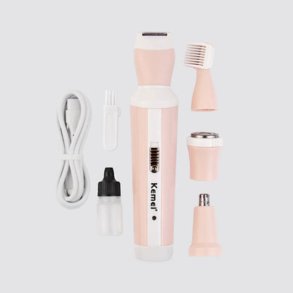 Kemei KM-3024 4-in-1 Rechargeable Women’s Grooming Kit- Professional Hair Removal & Shaver Set