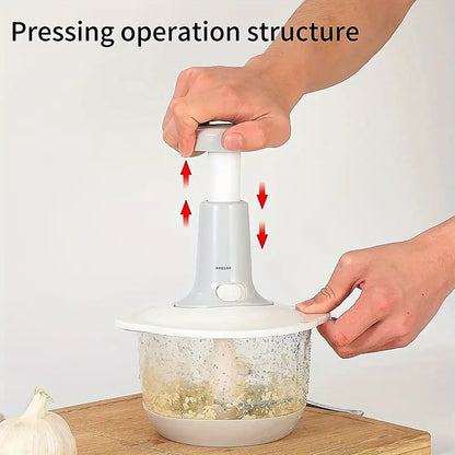 Four Blade Hand Pressure Vegetable Grinder Manual Kitchen Chopper Garlic Masher