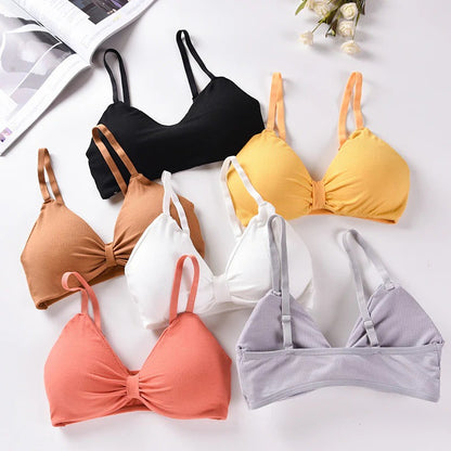V Cup Light Padded Korean Style Women’s Cotton Seamless Bra