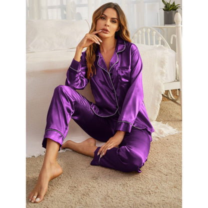 Luxurious Satin Silk Button Down Night Suit for Women Comfortable and Stylish Lounge Wear Sleepwear