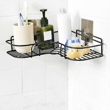 Multi-Use Wall Corner Storage Shelf – Durable Metal Bathroom & Kitchen Organizer