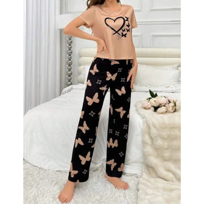 Sweet Dreams Collection Soft And Cozy Heart And Butterfly Printed Nightwear Set for Women