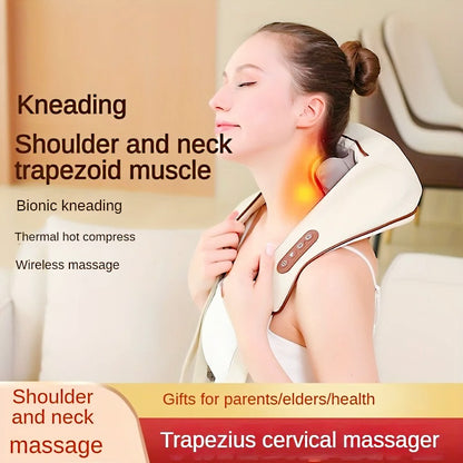Ultimate Neck & Shoulder Tension Reliever – Wireless 6-Head Trapezius Massager with NTC Heat Therapy – Erase Muscle Stiffness in 10 Minutes