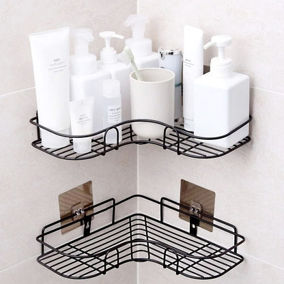 Multi-Use Wall Corner Storage Shelf – Durable Metal Bathroom & Kitchen Organizer