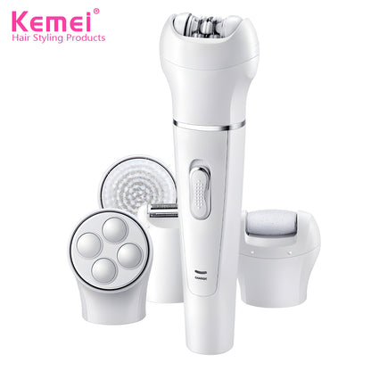 Kemei KM-2199 Multi-Functional Rechargeable Epilator: 5-In-1 Beauty Tools Kit For Women