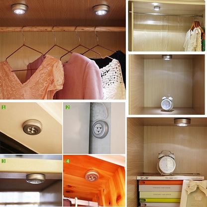 3Pcs LED Wireless Night Light Stick Click Touch Lamp Car Cabinet Closet Lamp