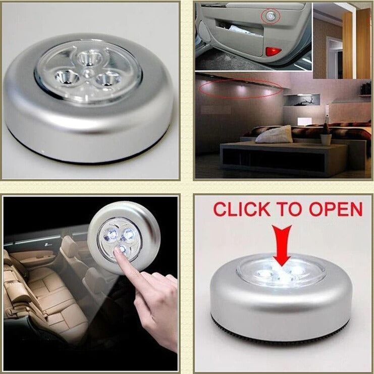 3Pcs LED Wireless Night Light Stick Click Touch Lamp Car Cabinet Closet Lamp
