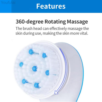 Electric Shower Brush 5 In 1 Spin Spa Multi-Functional Long Handle Bath Scrubber Waterproof Massager Health Care Tool