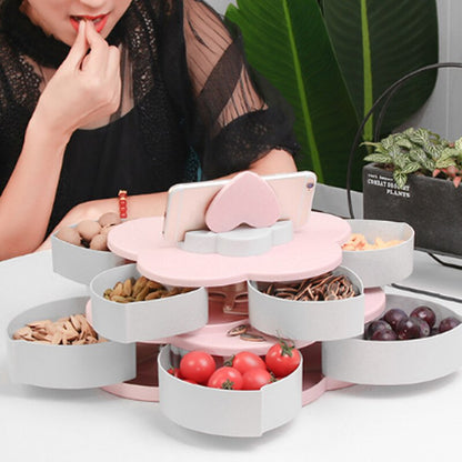 Flower Design Plastic Fruit Basket Double-Layer Creative Candy Box