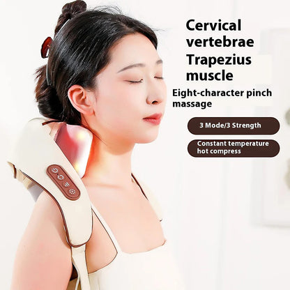 Ultimate Neck & Shoulder Tension Reliever – Wireless 6-Head Trapezius Massager with NTC Heat Therapy – Erase Muscle Stiffness in 10 Minutes