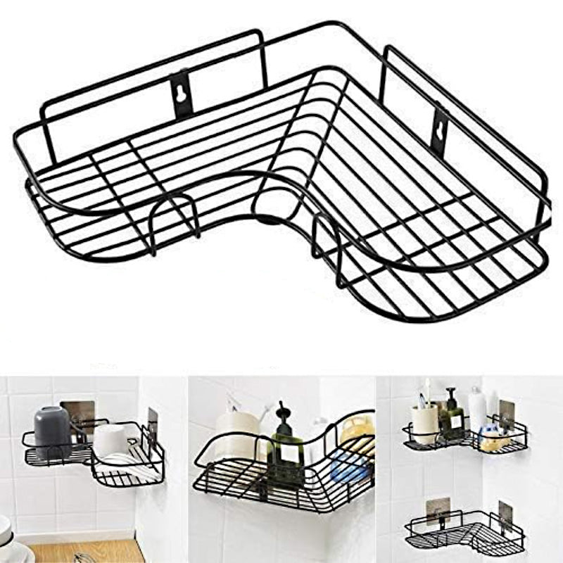 Multi-Use Wall Corner Storage Shelf – Durable Metal Bathroom & Kitchen Organizer