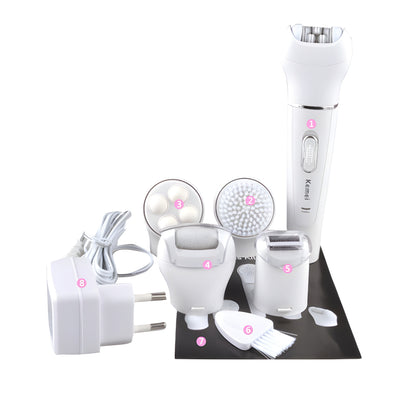 Kemei KM-2199 Multi-Functional Rechargeable Epilator: 5-In-1 Beauty Tools Kit For Women