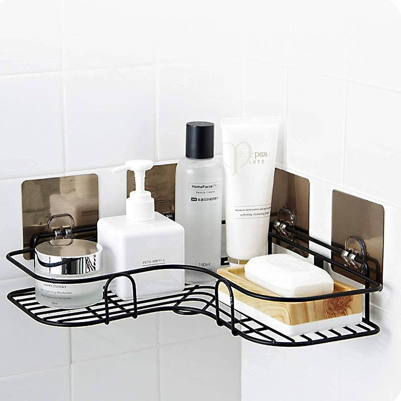 Multi-Use Wall Corner Storage Shelf – Durable Metal Bathroom & Kitchen Organizer