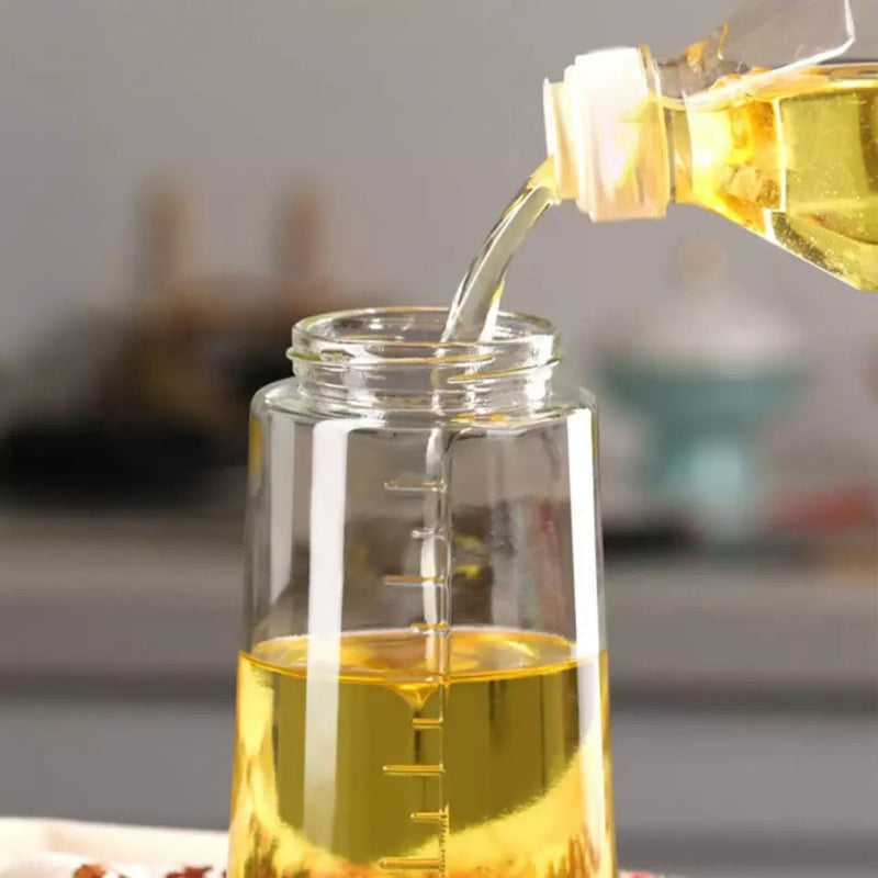 630ml Food Grade Glass Oil Dispenser Bottle with Automatic Flip Cap for Cooking & Seasoning