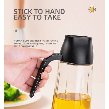 630ml Food Grade Glass Oil Dispenser Bottle with Automatic Flip Cap for Cooking & Seasoning