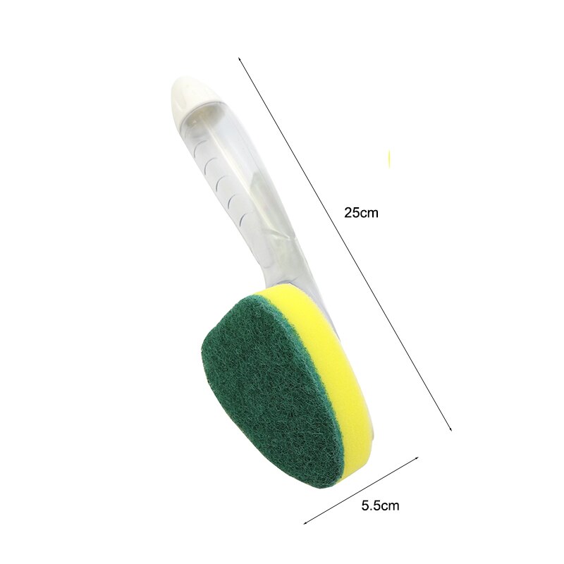3 Sponge Heads Handheld Soap Scrubber Cleaner Dish Wand Brush Cleaning Tool