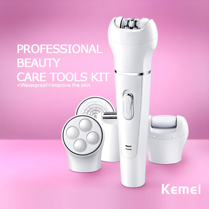 Kemei KM-2199 Multi-Functional Rechargeable Epilator: 5-In-1 Beauty Tools Kit For Women