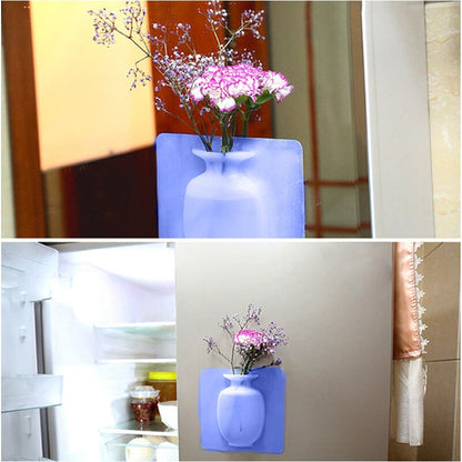 4 PCs Sticky Vase Wall Mounted Plant Holder Decorative Flower Display Vase Wall Decor