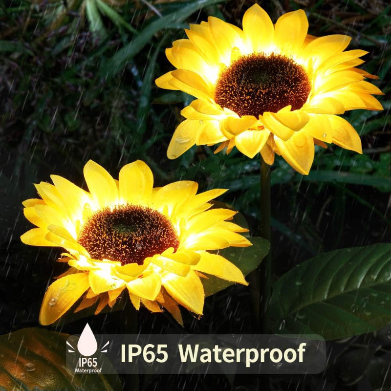 Pack Of 2 Waterproof Sunflower Solar Decorative Lights For Outdoor Garden And Lawn