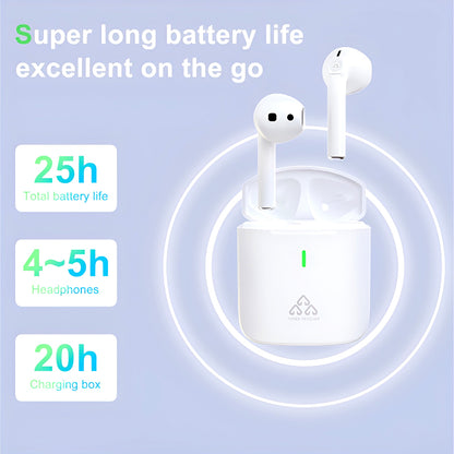 THREE PEACHES TWS Q Five Bluetooth 5.3 Noise-Cancelling, IPX4 Waterproof Elegant Design Earbuds