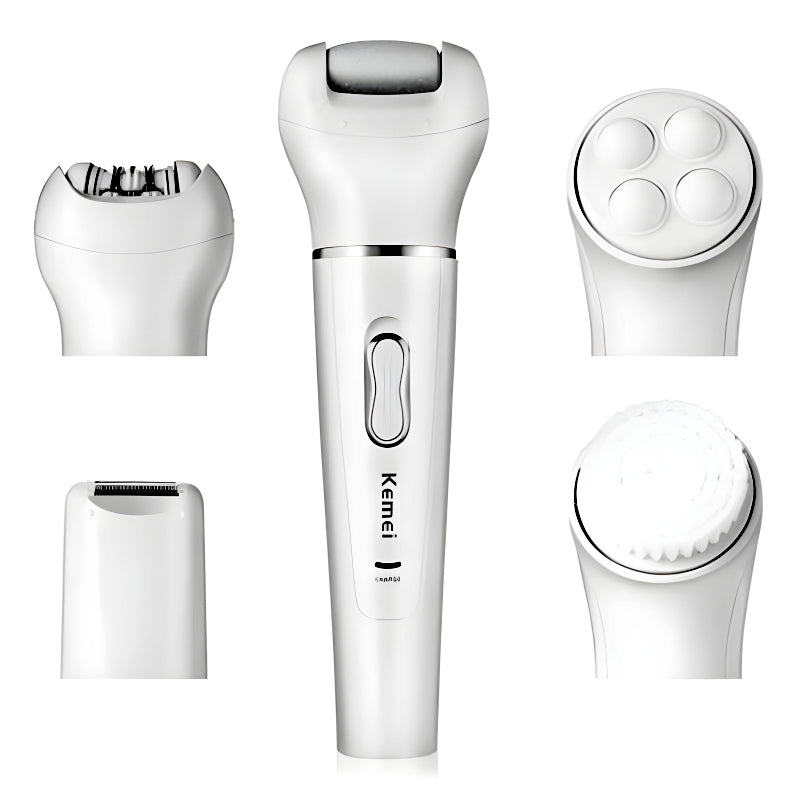 Kemei KM-2199 Multi-Functional Rechargeable Epilator: 5-In-1 Beauty Tools Kit For Women