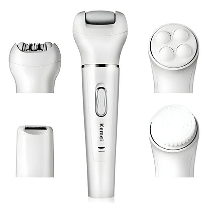 Kemei KM-2199 Multi-Functional Rechargeable Epilator: 5-In-1 Beauty Tools Kit For Women