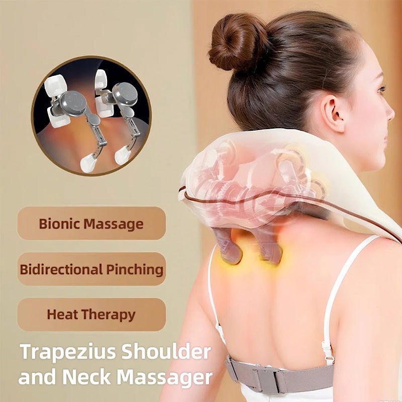 Ultimate Neck & Shoulder Tension Reliever – Wireless 6-Head Trapezius Massager with NTC Heat Therapy – Erase Muscle Stiffness in 10 Minutes