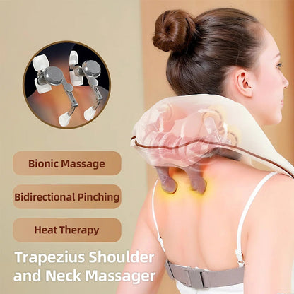 Ultimate Neck & Shoulder Tension Reliever – Wireless 6-Head Trapezius Massager with NTC Heat Therapy – Erase Muscle Stiffness in 10 Minutes