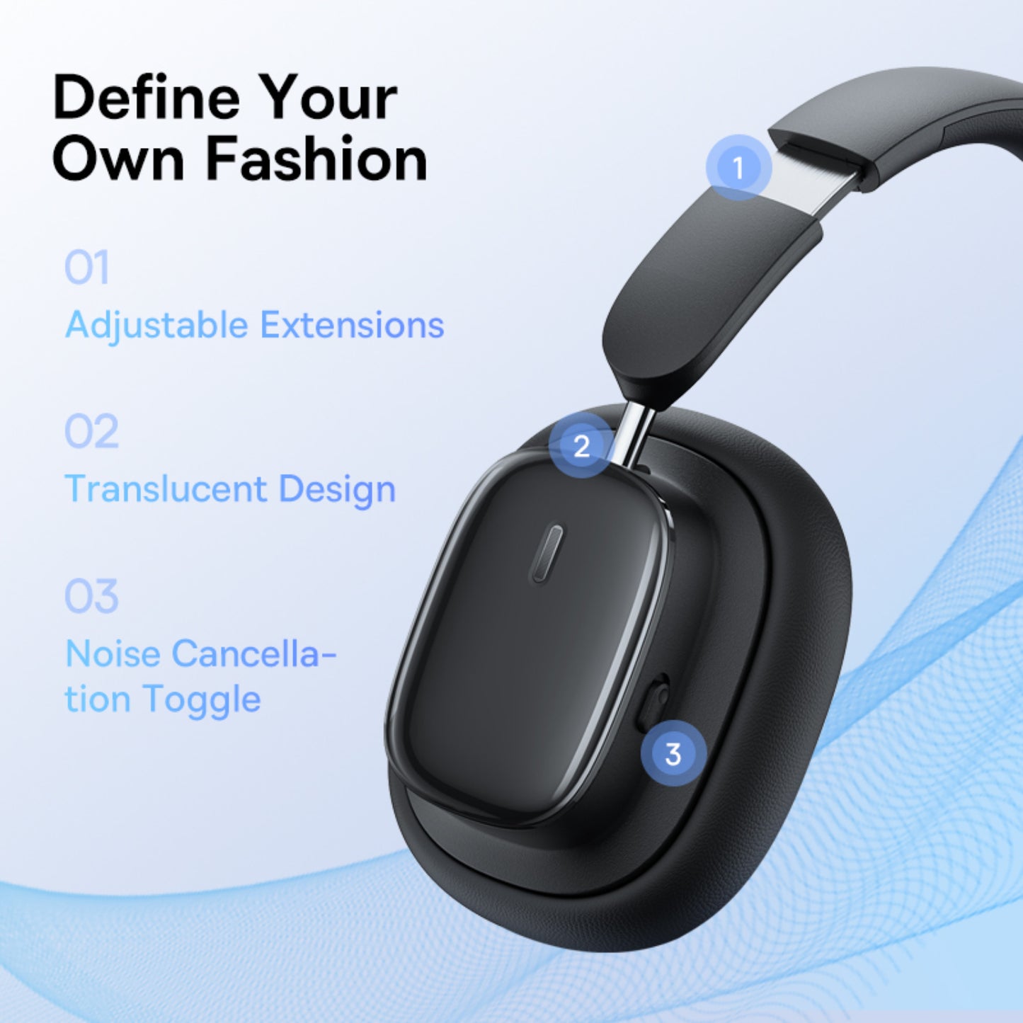 Baseus Bowie H1i Noise-Cancellation Wireless Headphones With ANC, 100 hours battery life And Premium Sound Quality