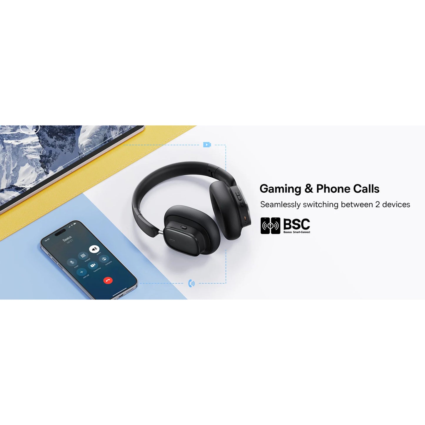Baseus Bowie H1i Noise-Cancellation Wireless Headphones With ANC, 100 hours battery life And Premium Sound Quality