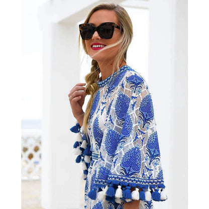 Boho Floral Lace Jumpsuit Romper One Piece Sashes Overalls Tassel See Through Back