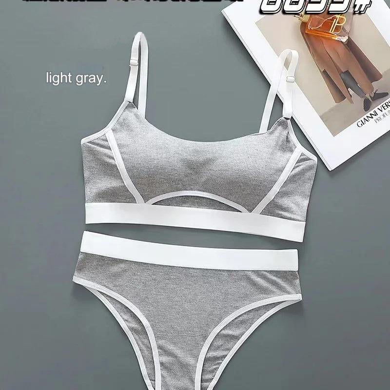 Women’s Seamless Tube Top & Thong Sports Bra Set with Adjustable Buckle & Stylish Design