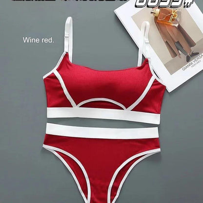 Women’s Seamless Tube Top & Thong Sports Bra Set with Adjustable Buckle & Stylish Design