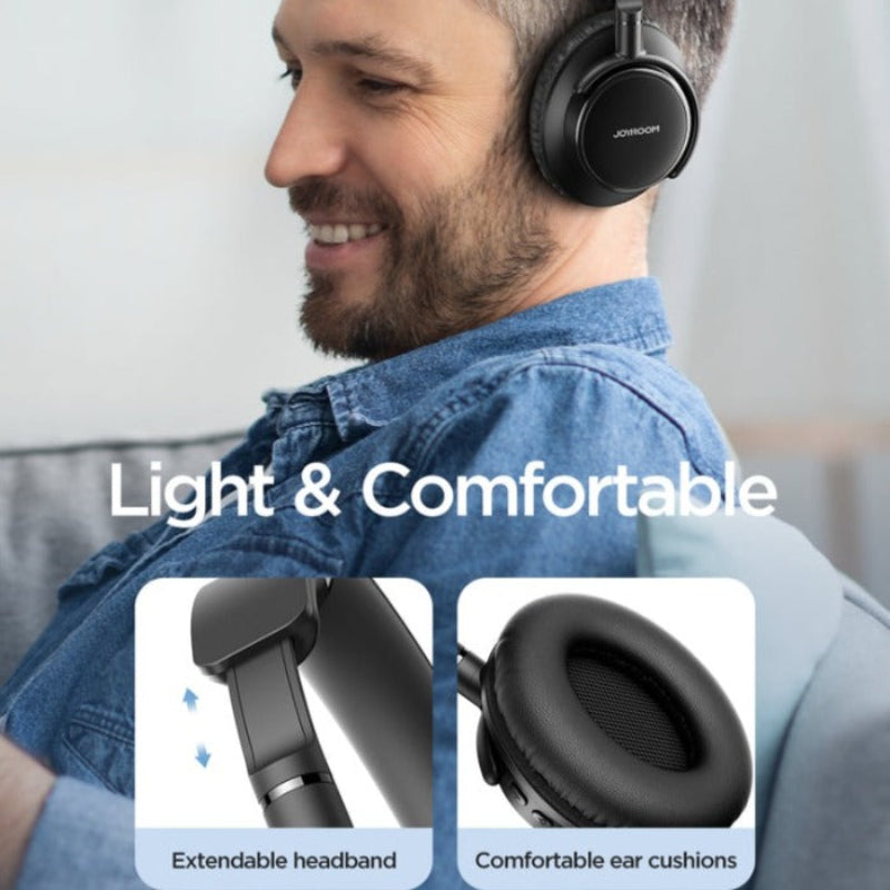 Joyroom JR-OH1 Wireless Bluetooth Headphones with Noise-Cancelling Microphone, Lightweight Design, and 10-Hour Playback Time