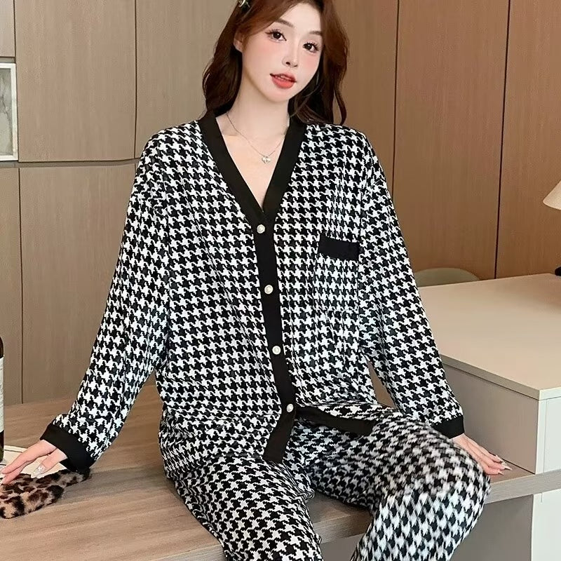 Elegant V-Neck Cardigan Night Suit – Stylish, Breathable, and Comfortable Loungewear for All Seasons