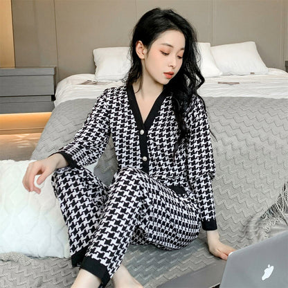 Elegant V-Neck Cardigan Night Suit – Stylish, Breathable, and Comfortable Loungewear for All Seasons