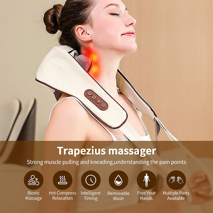 Ultimate Neck & Shoulder Tension Reliever – Wireless 6-Head Trapezius Massager with NTC Heat Therapy – Erase Muscle Stiffness in 10 Minutes