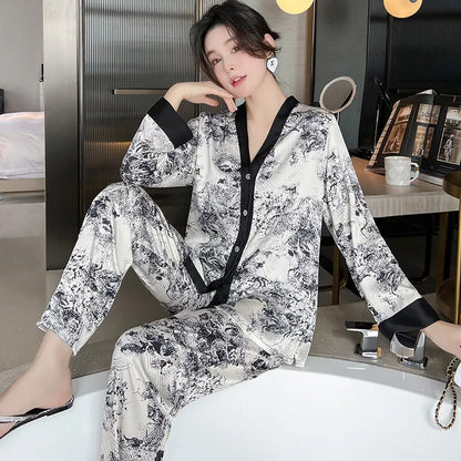 Elegant V-Neck Cardigan Night Suit – Stylish, Breathable, and Comfortable Loungewear for All Seasons