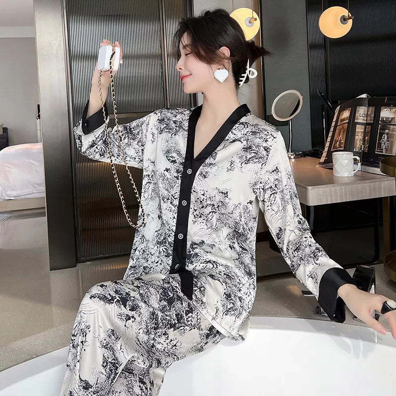 Elegant V-Neck Cardigan Night Suit – Stylish, Breathable, and Comfortable Loungewear for All Seasons