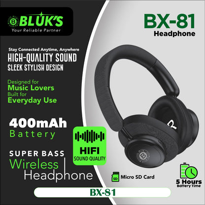Bluk’s BX-81 Wireless Headphones – Super Bass, 40mm Drivers & Ultra-Low Latency Gaming Mode