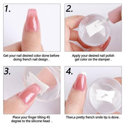 Pack Of 4 French Nails Silicone Stamp Eco-Friendly Nail Art Tool
