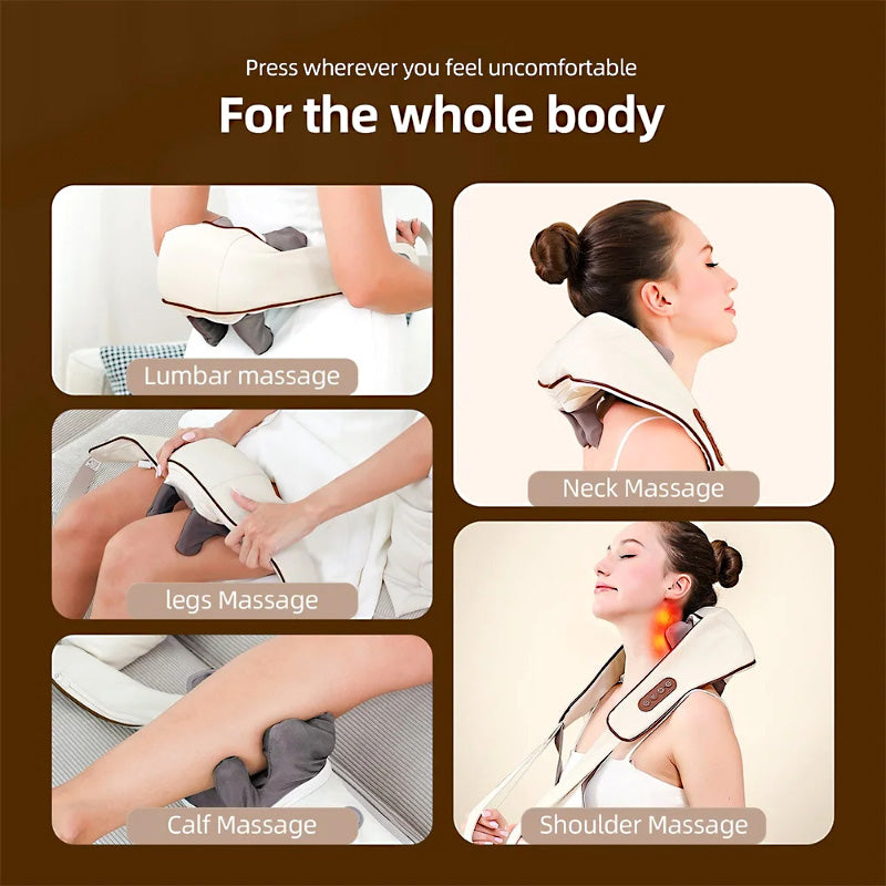 Ultimate Neck & Shoulder Tension Reliever – Wireless 6-Head Trapezius Massager with NTC Heat Therapy – Erase Muscle Stiffness in 10 Minutes