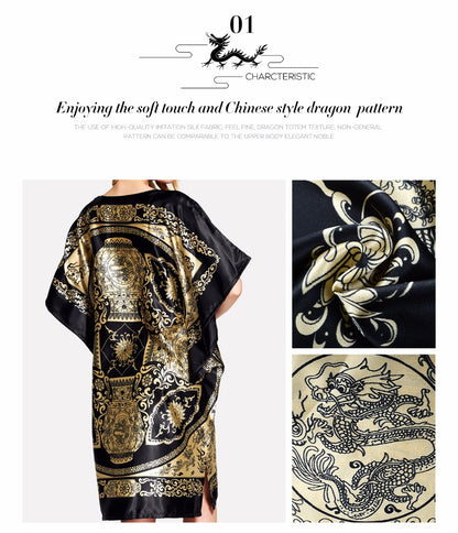 Luxury Gold & Black Bohemian Satin Nightgown