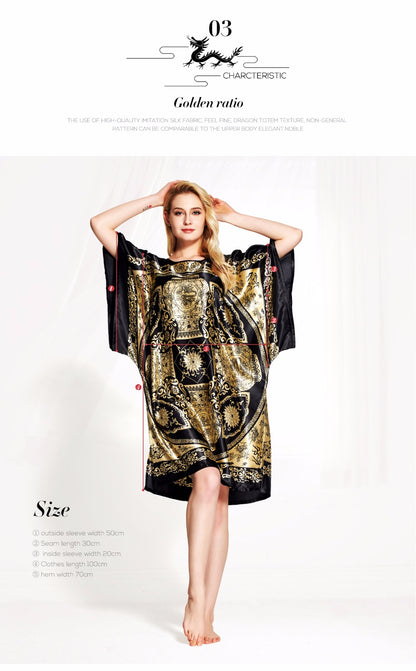 Luxury Gold & Black Bohemian Satin Nightgown